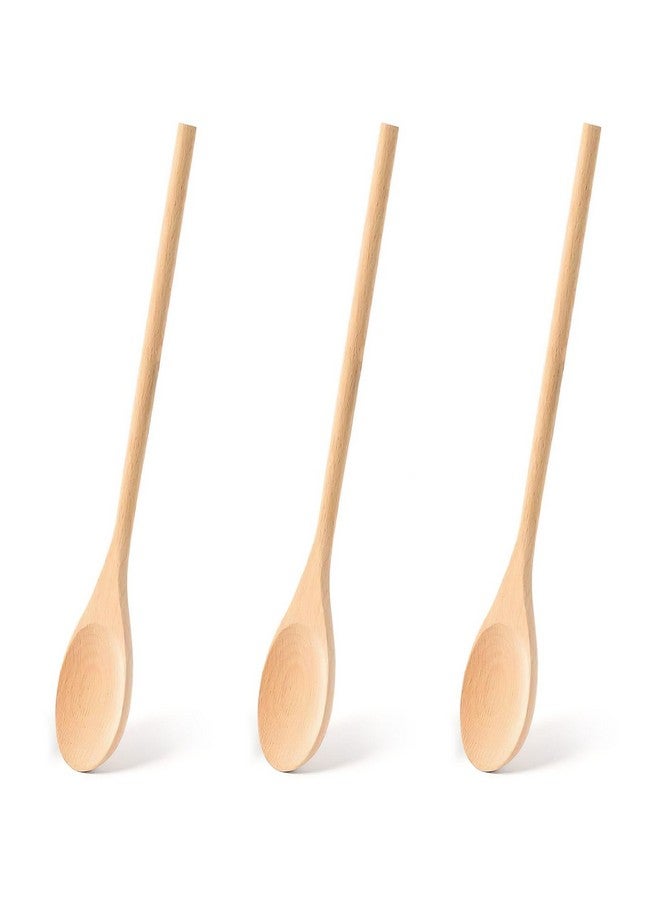 HANSGO Wooden Spoons for Cooking, 12 Inch Long Handle Wooden Cooking Mixing Oval Spoons to Baking, Stir Meals, 3PCS - Image 1