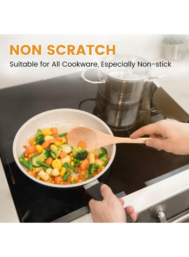 HANSGO Wooden Spoons for Cooking, 12 Inch Long Handle Wooden Cooking Mixing Oval Spoons to Baking, Stir Meals, 3PCS - Image 5