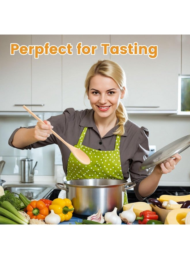 HANSGO Wooden Spoons for Cooking, 12 Inch Long Handle Wooden Cooking Mixing Oval Spoons to Baking, Stir Meals, 3PCS - Image 4