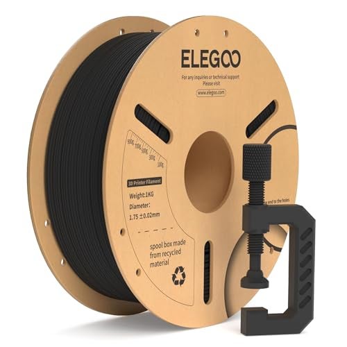 ELEGOO خيوط PLA من إيليغو كربون فايبر 1.75 مم أسود 1 كجم، خيوط PLA-CF قوية لطابعة 3D بدقة أبعاد +/- 0.02 مم، بكرة كرتونية 1 كجم (2.2 رطل) تناسب معظم طابعات 3D FDM - Image 1