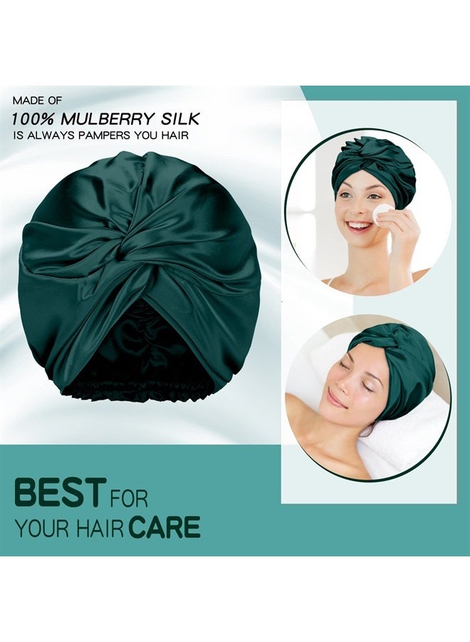 Vabean 3 Pieces Silk Hair Wrap for Sleeping Women Bonnet Silk Sleeping Bonnet Elastic Hair Care Sleep Cap for Natural Curly Hair (Green) - Image 2