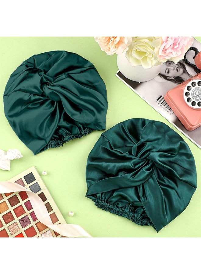 Vabean 3 Pieces Silk Hair Wrap for Sleeping Women Bonnet Silk Sleeping Bonnet Elastic Hair Care Sleep Cap for Natural Curly Hair (Green) - Image 5