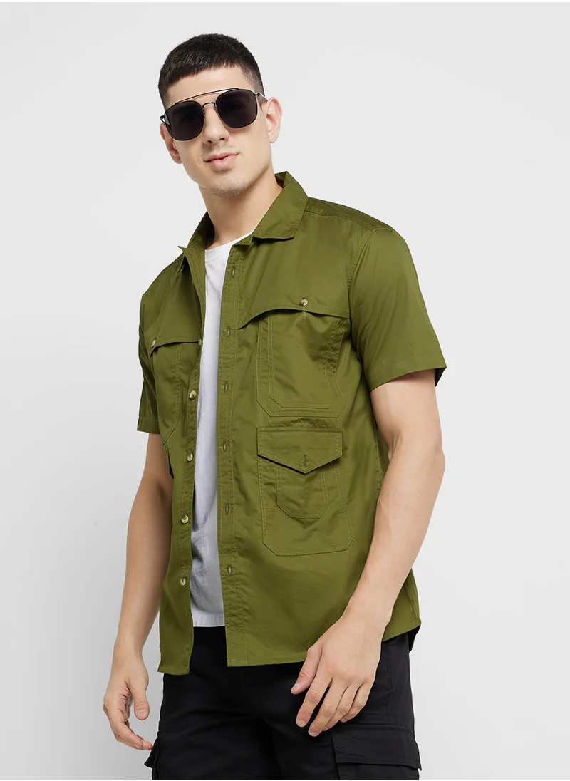 سفنتي فايف Pocket Detailed Short Sleeve Relaxed Fit Shirt