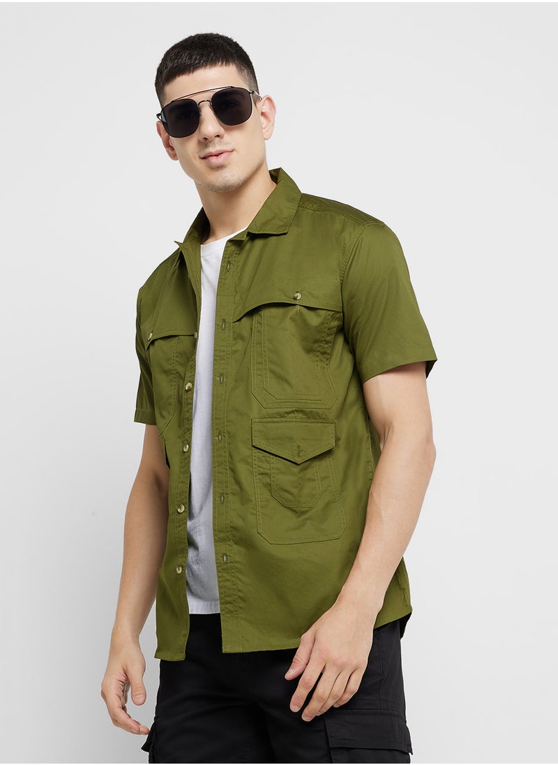 Seventy Five Pocket Detailed Short Sleeve Relaxed Fit Shirt  - Image 1
