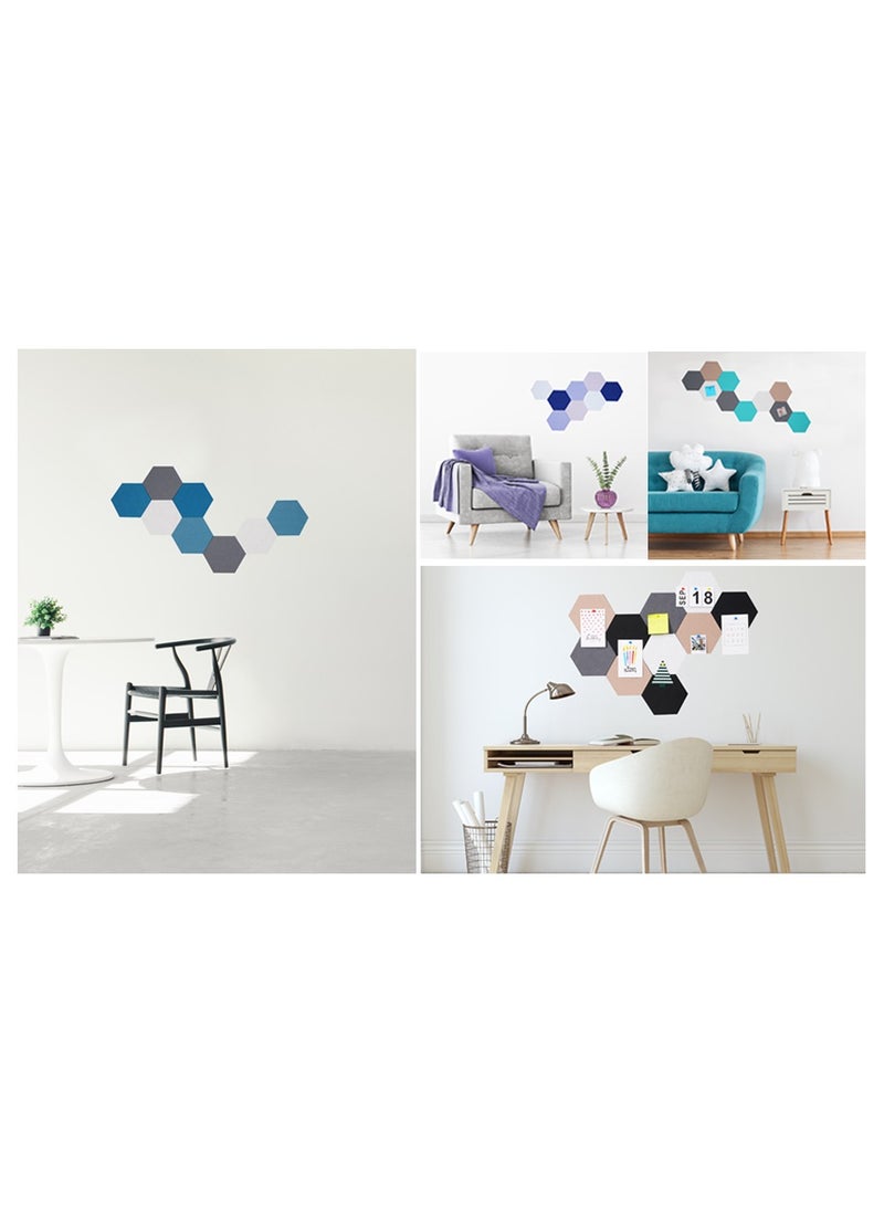 SYOSI Self-Adhesive Bulletin Boards, 8Pcs/5.9 in Hexagon Self Adhesive Felt Board Tiles, with Push Pins Hexagon Bulletin Board for Walls, Felt Cork Pin Board for Pictures Photos Memos (Color B) - Image 5