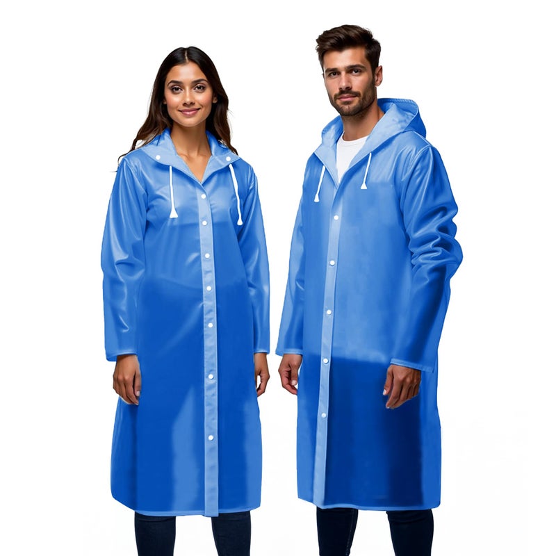 Robustt Unisex Raincoat with Hood - Dark Blue (Pack of 10) | Waterproof Rain Poncho | EVA Material | Reusable | Lightweight | Fashionable | Universal Size | Raincoat for Men and Women - Image 3