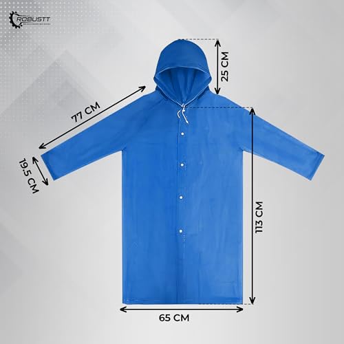 Robustt Unisex Raincoat with Hood - Dark Blue (Pack of 10) | Waterproof Rain Poncho | EVA Material | Reusable | Lightweight | Fashionable | Universal Size | Raincoat for Men and Women - Image 2