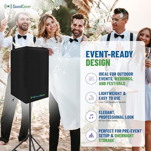 SoundCover 12-Inch PA/DJ Speaker Cover – Black 420D Polyester with Silver UV50 Coating – Water-Resistant, Protective Bag for Stand-Mounted Powered Speakers – Lightweight, Open-Bottom Design (Single Cover) - Image 4