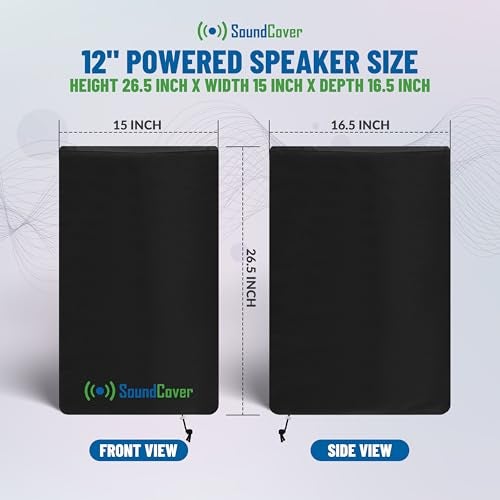 SoundCover 12-Inch PA/DJ Speaker Cover – Black 420D Polyester with Silver UV50 Coating – Water-Resistant, Protective Bag for Stand-Mounted Powered Speakers – Lightweight, Open-Bottom Design (Single Cover) - Image 2