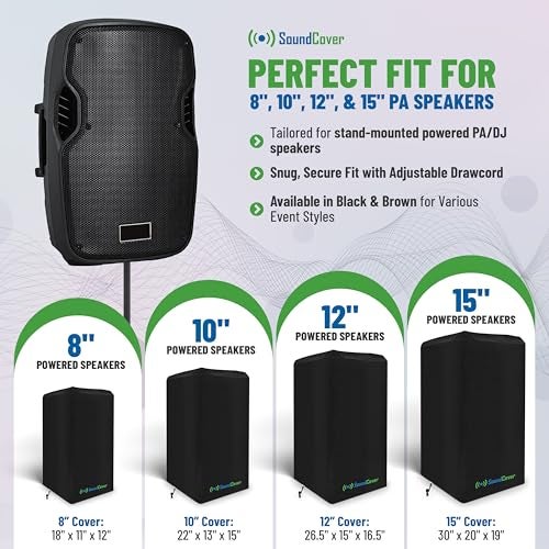 SoundCover 12-Inch PA/DJ Speaker Cover – Black 420D Polyester with Silver UV50 Coating – Water-Resistant, Protective Bag for Stand-Mounted Powered Speakers – Lightweight, Open-Bottom Design (Single Cover) - Image 3