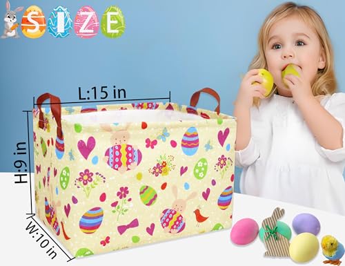 BOOHIT Large Easter Baskets for Kids Personalized Baby Girl Easter Basket Cute Teen Boy Spring Decor (Bunny Hugging Egg) - Image 2