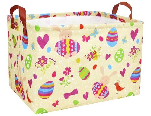 BOOHIT Large Easter Baskets for Kids Personalized Baby Girl Easter Basket Cute Teen Boy Spring Decor (Bunny Hugging Egg) - Image 1