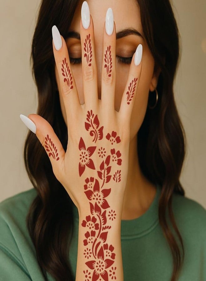 VANVATI All in One Combo Mehndi Stencil Sticker with Simple Hand, Finger & Palm - Image 4