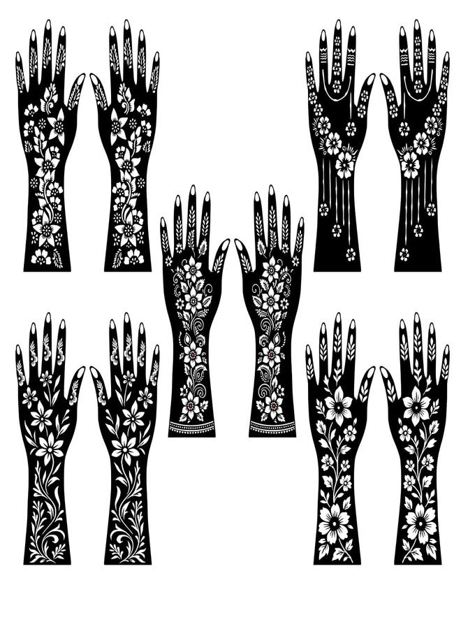 VANVATI All in One Combo Mehndi Stencil Sticker with Simple Hand, Finger & Palm - Image 1