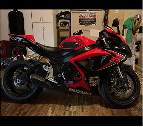 REVSOSTAR Motorcycle Tank Side Traction Pad, Anti Slip sticker ,Gas Tank Pad, Traction Side Fuel Knee Grip Decal for GSXR 600 750 ( 2006 2007) Black with Random Sticker - Image 4