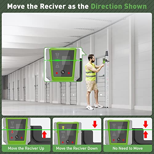 Huepar LR-8RG Laser Receiver, Compatible with All Huepar and Pro Laser Levels with Pulse Mode, ±1/17 In, Up to 200Ft, Green & Red Beams Laser Detector, Two-Sided LED Prompt, Magnet, Clamp Included - Image 4