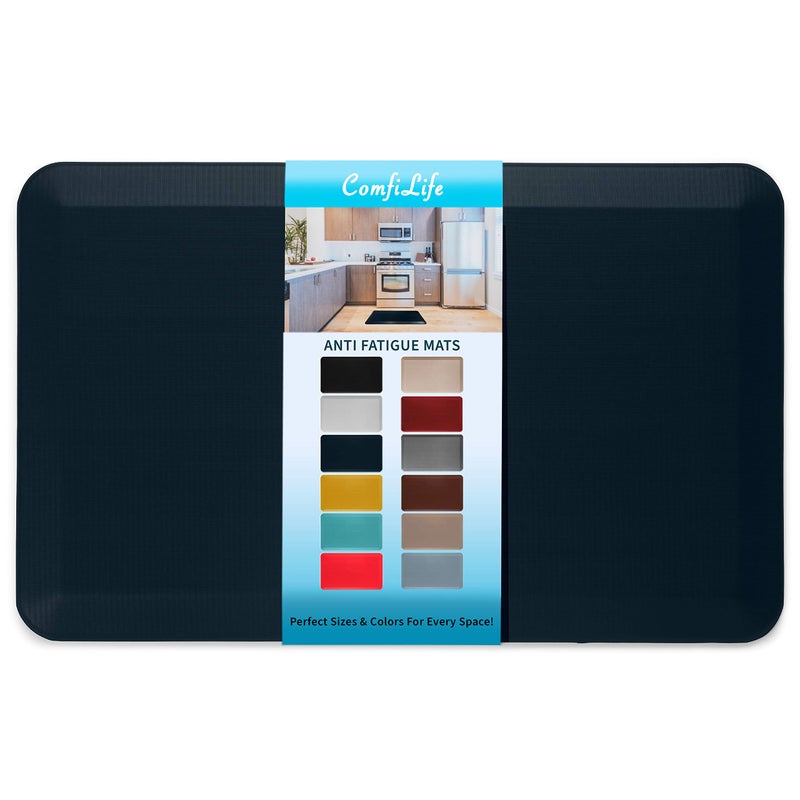 ComfiLife Anti Fatigue Floor Mat  34 Inch Thick Kitchen Mats for Floor Standing Desk Mat Kitchen Rug  Comfort at Home Office  Durable  Stain Resistant  NonSlip Bottom 20 x 32 Navy