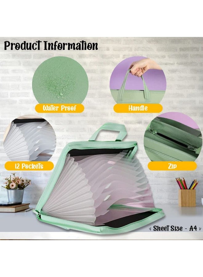 فنبلاست مجلد ملفات فن بلاست بورتفوليو مقاس A3 مزود بسحاب - مجلد ملفات يحتوي على 12 جيبًا، حقيبة تخزين ملفات احترافية كبيرة الحجم، حقيبة تنظيم ملفات للسفر، حامل ملفات للفنانين/الشهادات (أخضر) - Image 2