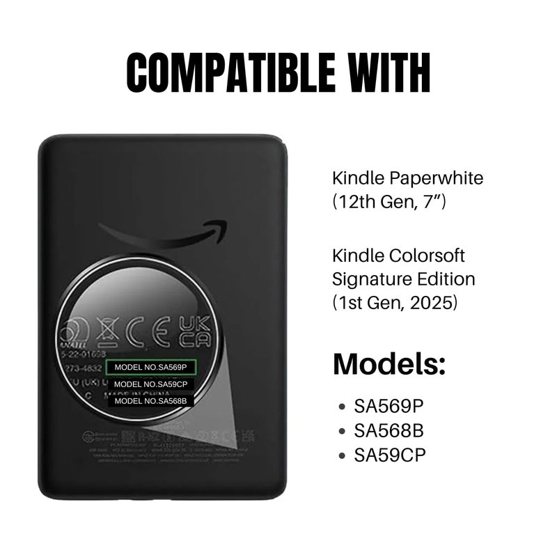 Moca Case for Kindle Paperwhite 12th Gen 7" (2024) & Kindle Colorsoft 7" (2025), Slim PU Leather Cover with Auto Wake/Sleep, Magnetic Closure, Lightweight (College) - Image 5