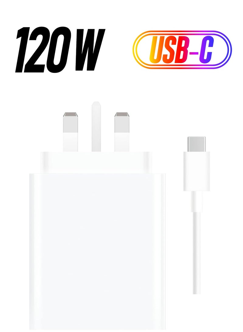 ELTRAZONE 120W Fast Charging Power Adapter for Xiaomi Mi 12/13T, Mi 9T Pro, Poco, Black Shark 5, Mi 13/12T/11T/10T Pro, Note 11 Pro 5G & More (White) - Image 1