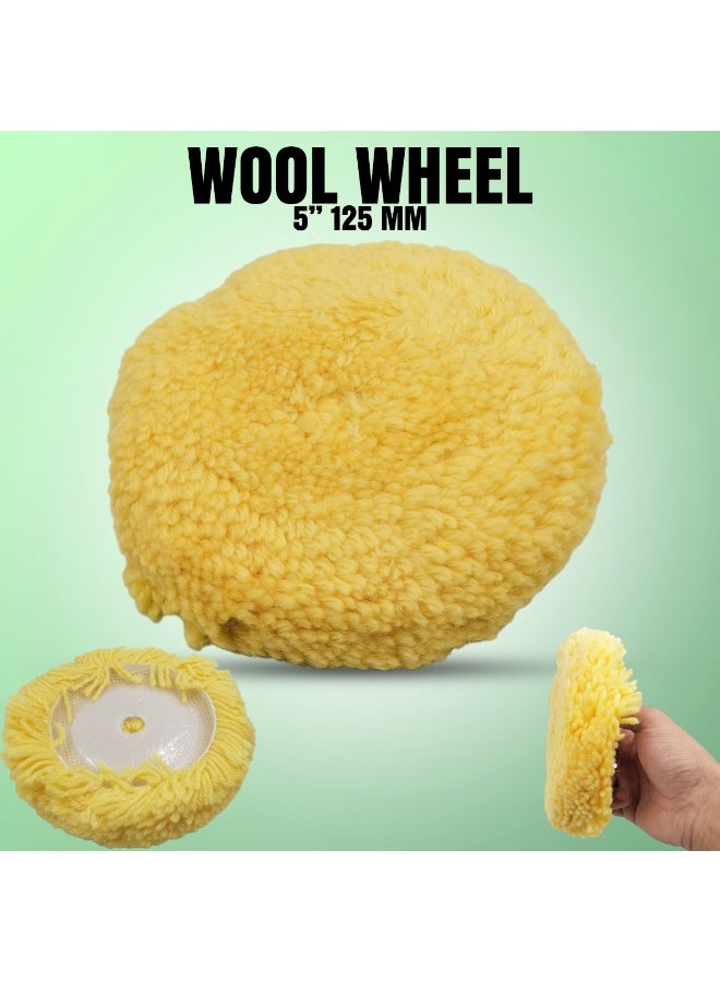 THE WINNER TOOLS 5 Inch Wool Polishing Wheel 125mm Buffing Pad for Car Polisher Machine Soft Wool Buff Pad - Image 1
