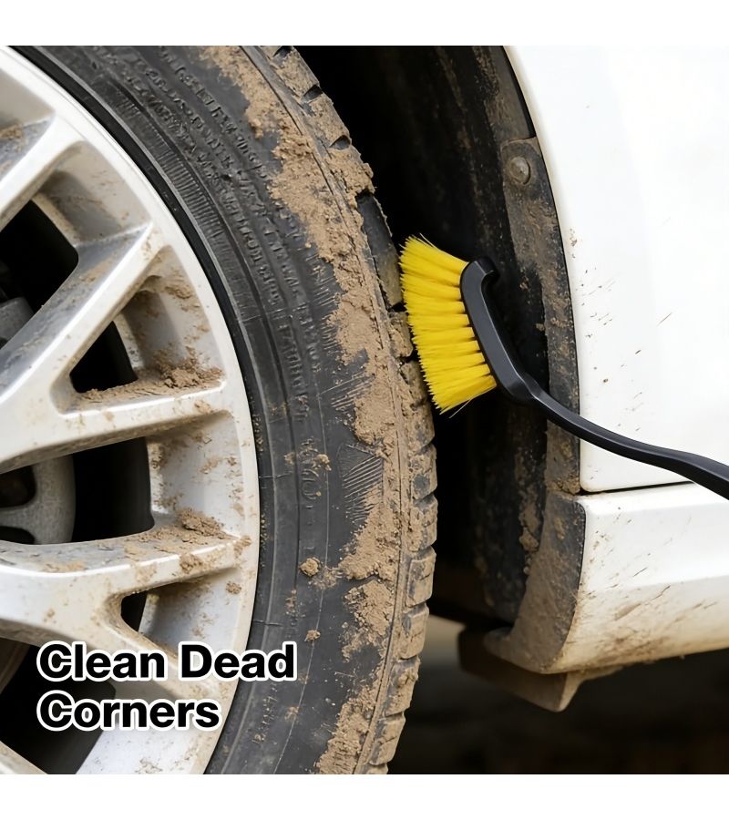3pc Multi Functional Car Cleaning Brush Set Soft Bristles Extended Handle Tire Rim Dust - Image 3