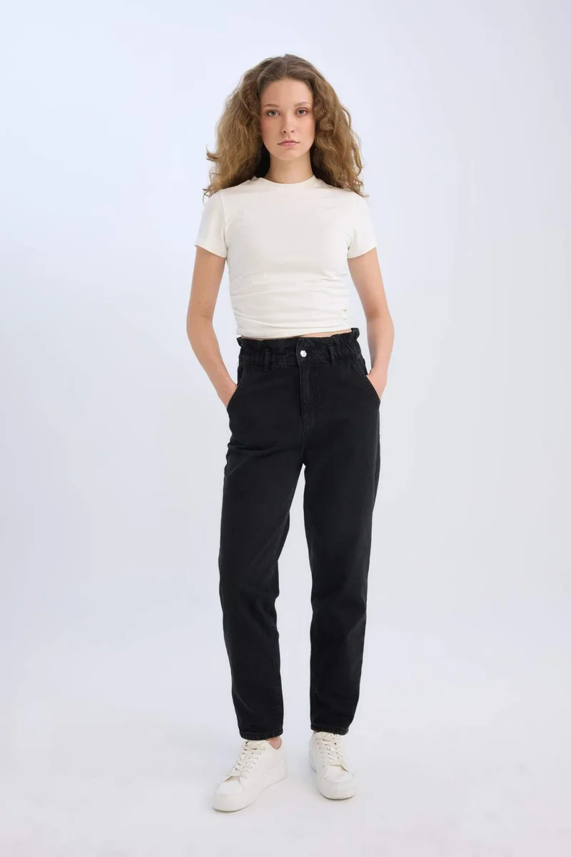 DeFacto Paperbag Elastic Waist Ankle Length Jeans