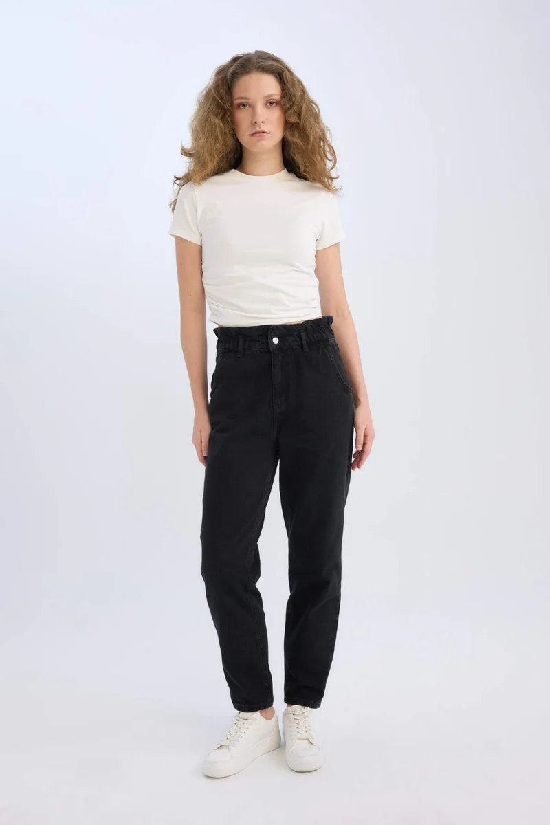 DeFacto Paperbag Elastic Waist Ankle Length Jeans