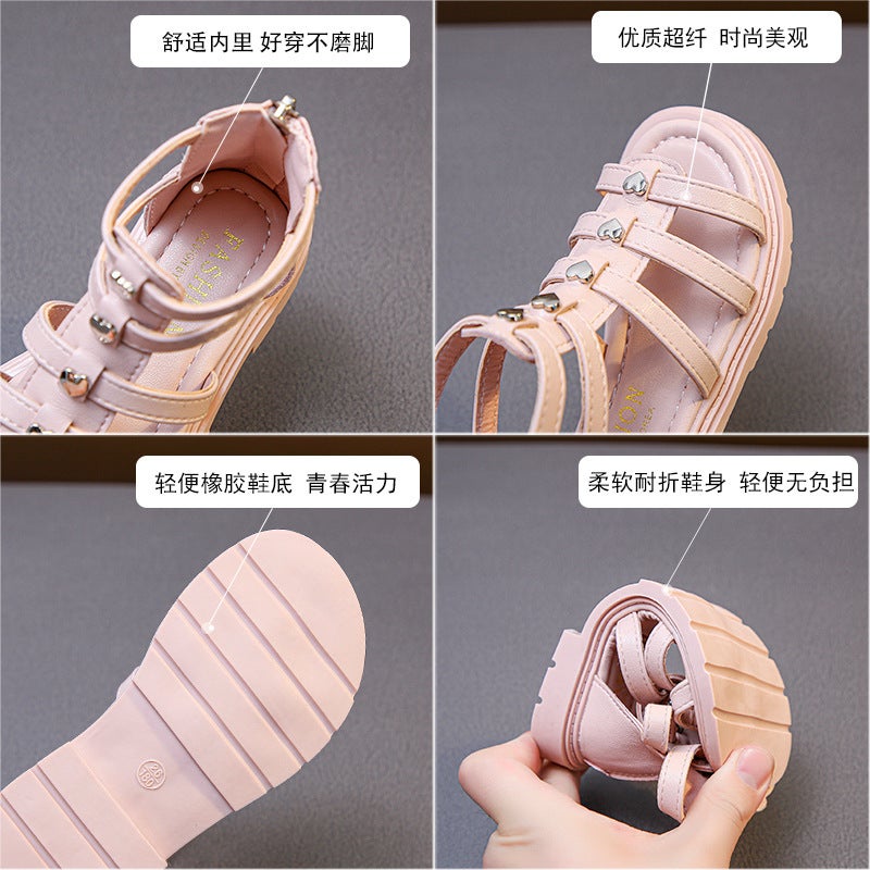 Girls' Sandals 2022 Summer Children'S Baby Roman Shoes Little Girl Princess Shoes Beach Soft Sole Anti-Slip Children'S Shoes - Image 4