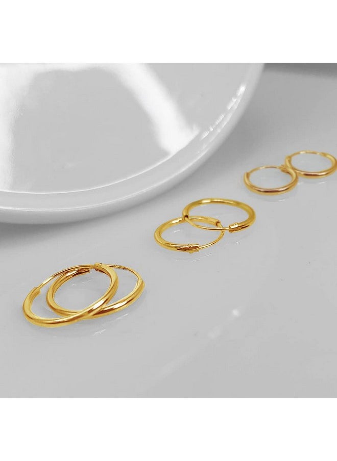 - 3 Pairs 925 Sterling Silver Small Endless Hoop Earrings For Cartilage/Nose/Lips, 8Mm 10Mm 12Mm Yellow Gold - pzsku/Z4EF004500E149714E91DZ/45/_/1735214613/642f1dd4-1964-4db0-b0b9-87c91f073b61