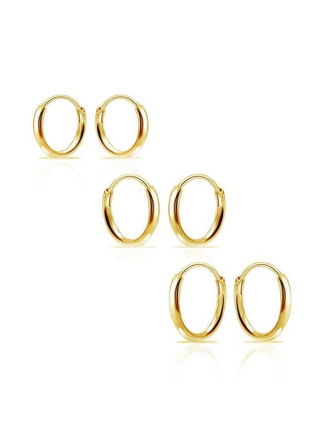 - 3 Pairs 925 Sterling Silver Small Endless Hoop Earrings For Cartilage/Nose/Lips, 8Mm 10Mm 12Mm Yellow Gold - pzsku/Z4EF004500E149714E91DZ/45/_/1735214713/b21adc83-f247-4275-ae22-e5443c9b0c2e