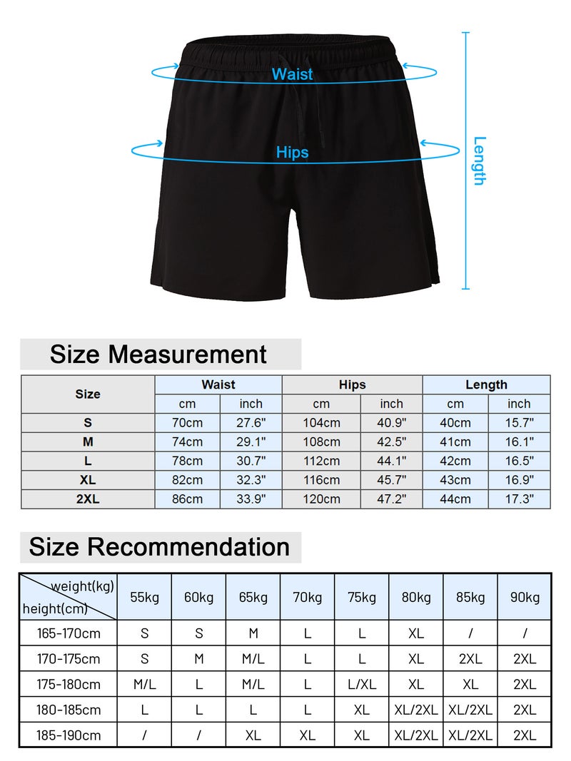 Quick Dry Shorts: Medium Blue, Lightweight 92% Polyester 8% Spandex - Elastic Waist With Drawstring Workout Shorts for Running, Fitness, Outdoor Sports - Image 2