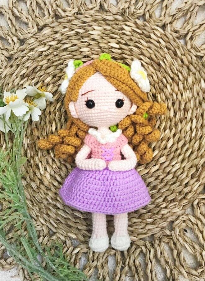 Fatio Handmade Crochet Red Hair Girl Doll – 21cm Soft Plush Toy - Image 1