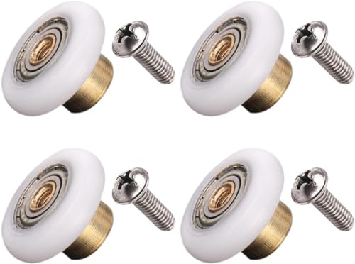 Linwnil Set of 4 Dia 19mm Stainless Steel Shower Door Wheels Rollers Runners, White, 19mm x 5mm (Stainless steel-4PCS) - Image 1