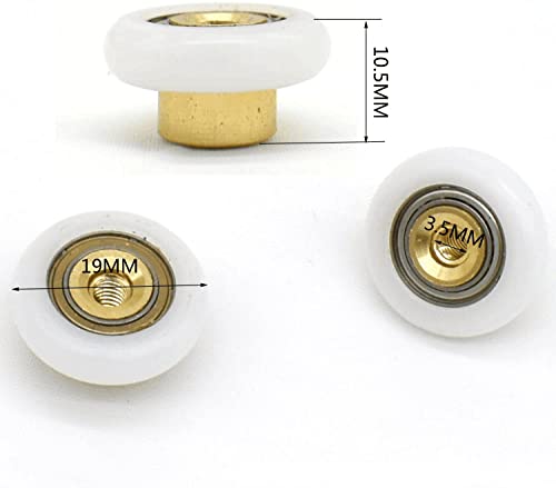 Linwnil Set of 4 Dia 19mm Stainless Steel Shower Door Wheels Rollers Runners, White, 19mm x 5mm (Stainless steel-4PCS) - Image 4