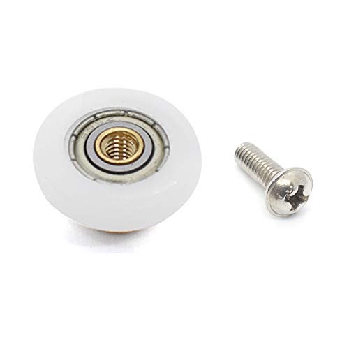 Linwnil Set of 4 Dia 19mm Stainless Steel Shower Door Wheels Rollers Runners, White, 19mm x 5mm (Stainless steel-4PCS) - Image 5