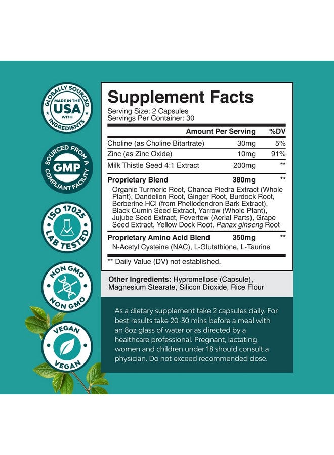 نايتشرز كرافت مكمل غذائي لدعم الكبد NAC مع مستخلص شوك الحليب - مكمل غذائي عشبي للكبد مع N أسيتيل سيستين، الخرشوف، الكولين والشمندر - مضادات الأكسدة للتطهير وإزالة السموم وإصلاح الكبد - 60 كبسولة - Image 2