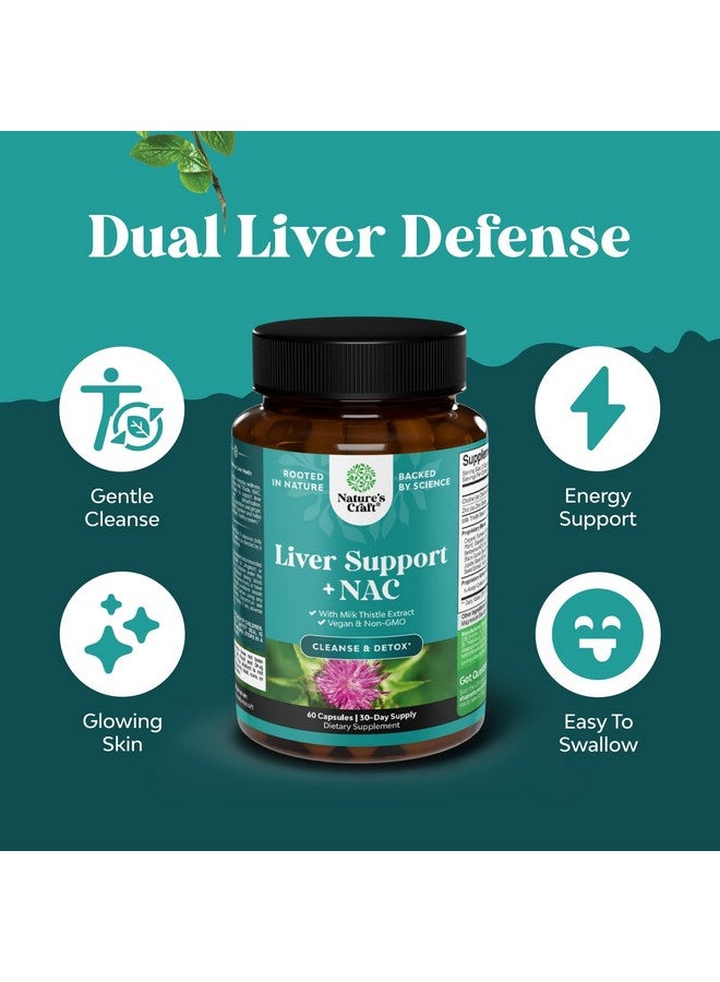 نايتشرز كرافت مكمل غذائي لدعم الكبد NAC مع مستخلص شوك الحليب - مكمل غذائي عشبي للكبد مع N أسيتيل سيستين، الخرشوف، الكولين والشمندر - مضادات الأكسدة للتطهير وإزالة السموم وإصلاح الكبد - 60 كبسولة - Image 3