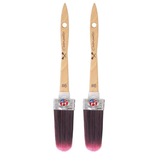 Colorantic | Round and Oval Chalk Based Paint Natural Brush | Art and Craft Home Decor (Bundle of 2 Oval Purple Brushes #6) - Image 1