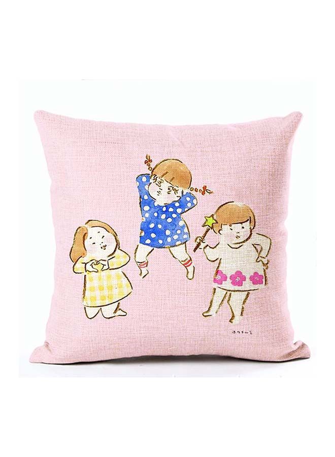 نيبمينينت غطاء وسادة بنمط فتاة برسمة كرتونية متعدد الألوان 45x45سنتيمتر