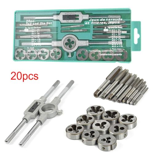 Hetkrishi 20pcs Metric Tap and Die Set Thread Tool M3 to M12 Thread Repair Plug Metric Wrench Die Holder - Image 3