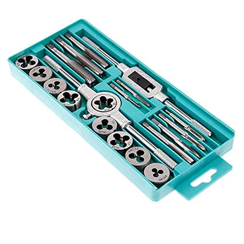 Hetkrishi 20pcs Metric Tap and Die Set Thread Tool M3 to M12 Thread Repair Plug Metric Wrench Die Holder - Image 1