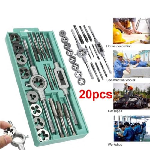 Hetkrishi 20pcs Metric Tap and Die Set Thread Tool M3 to M12 Thread Repair Plug Metric Wrench Die Holder - Image 4