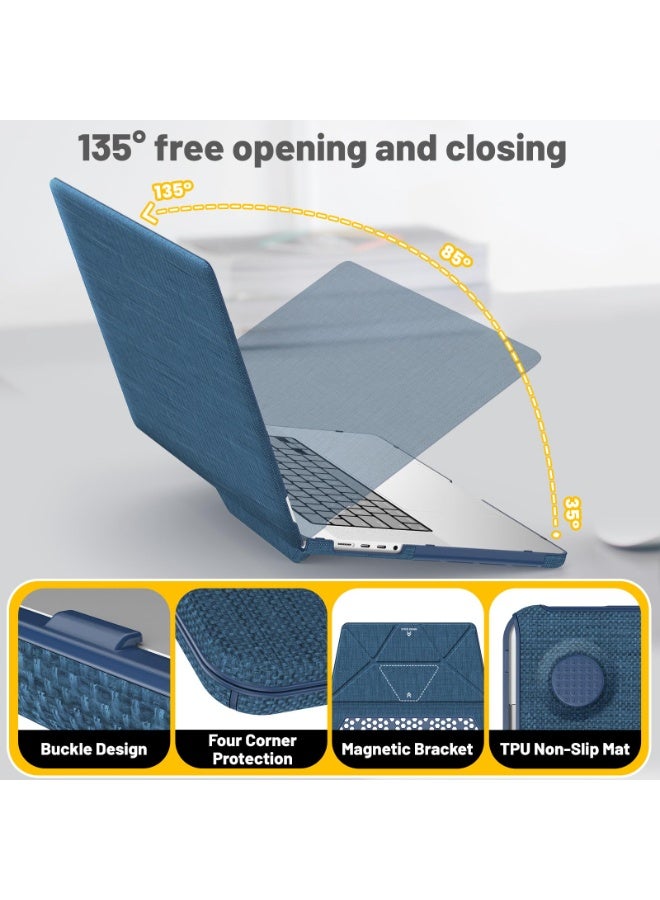 general Case for MacBook Pro 16 Inch Case, 2024-2021 M4 M3 M2 M1 Pro/Max, Compatible A3186 A3403 A2991 A2780 A2485, Foldable Stand and Mouse Pad/Bag, Plastic Hard Shell, Woven Fabric Protective Cover - Image 5