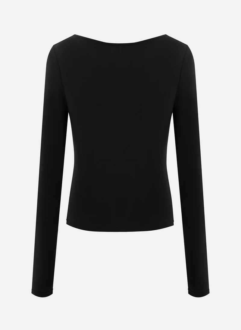 Lichi Jersey longsleeve with gathers at the shoulder and waist
