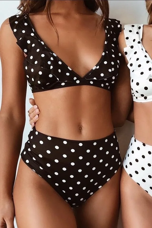 Angelsin Black Polka Dot Bikini Set
