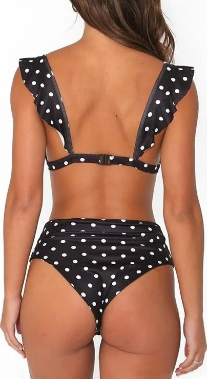 Angelsin Black Polka Dot Bikini Set