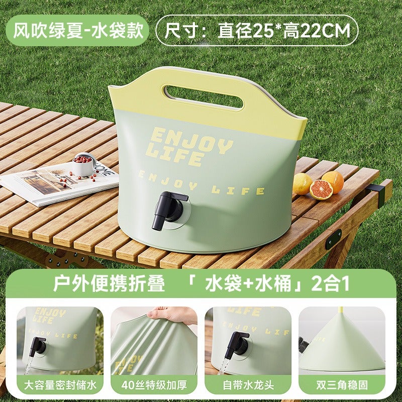 New Bucket Water Bag with Faucet, Large Capacity Fruit Bucket for Picnic Camping, Household Ice Bucket, Convenient Folding - Image 1