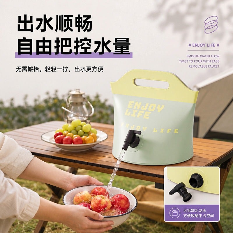 New Bucket Water Bag with Faucet, Large Capacity Fruit Bucket for Picnic Camping, Household Ice Bucket, Convenient Folding - Image 4