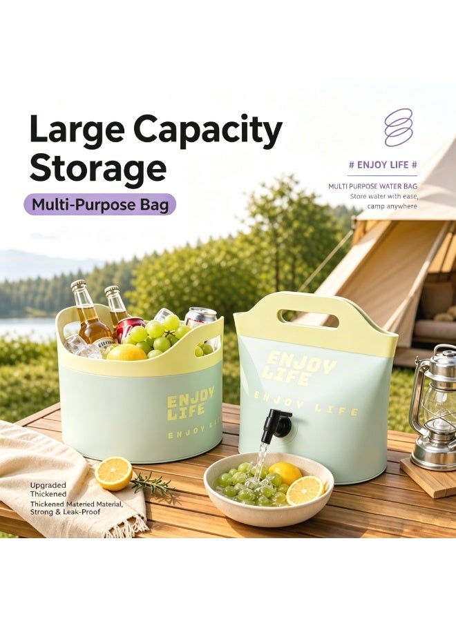 New Bucket Water Bag with Faucet, Large Capacity Fruit Bucket for Picnic Camping, Household Ice Bucket, Convenient Folding - Image 2
